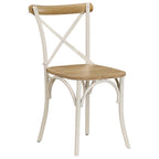 Sillas con respaldo cruzado 2 uds madera maciza de mango blanco