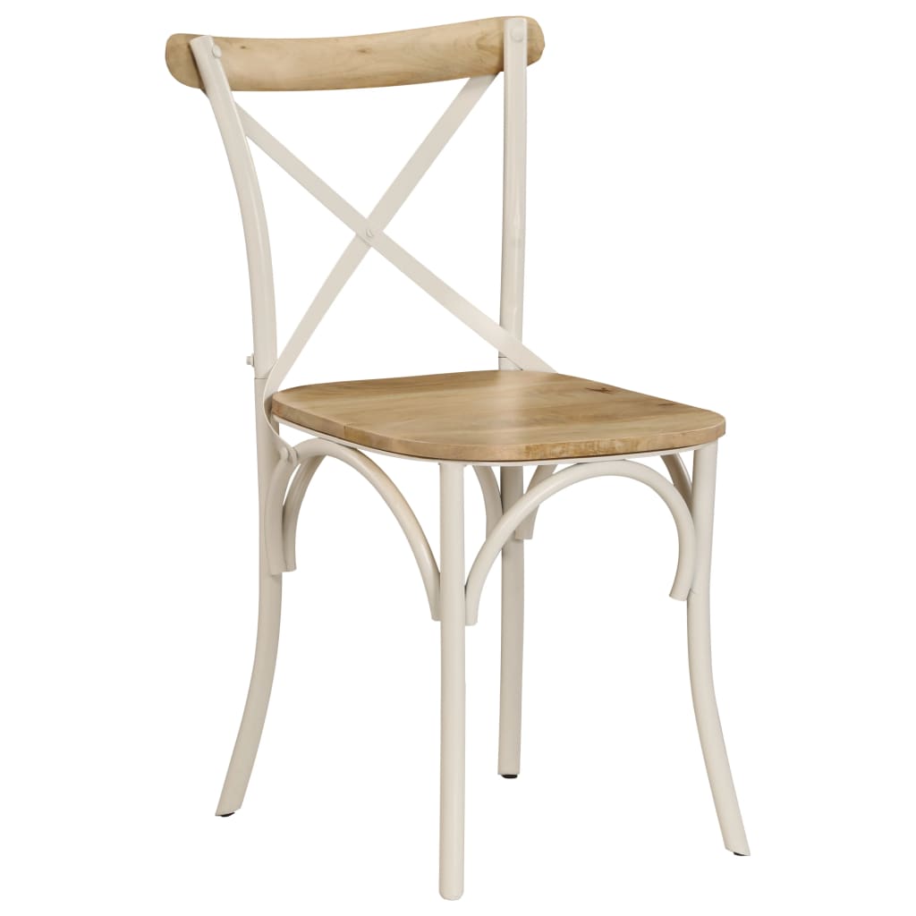 Sillas con respaldo cruzado 2 uds madera maciza de mango blanco