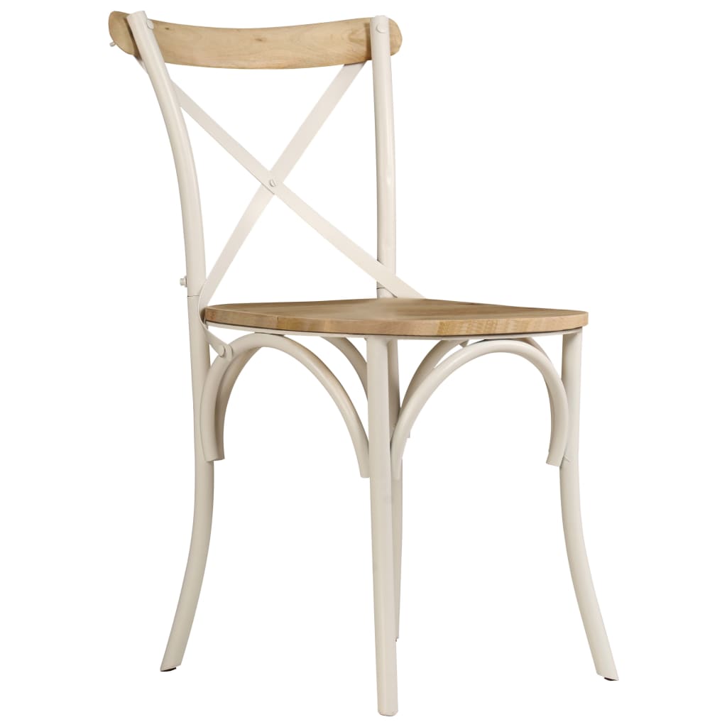 Sillas con respaldo cruzado 2 uds madera maciza de mango blanco