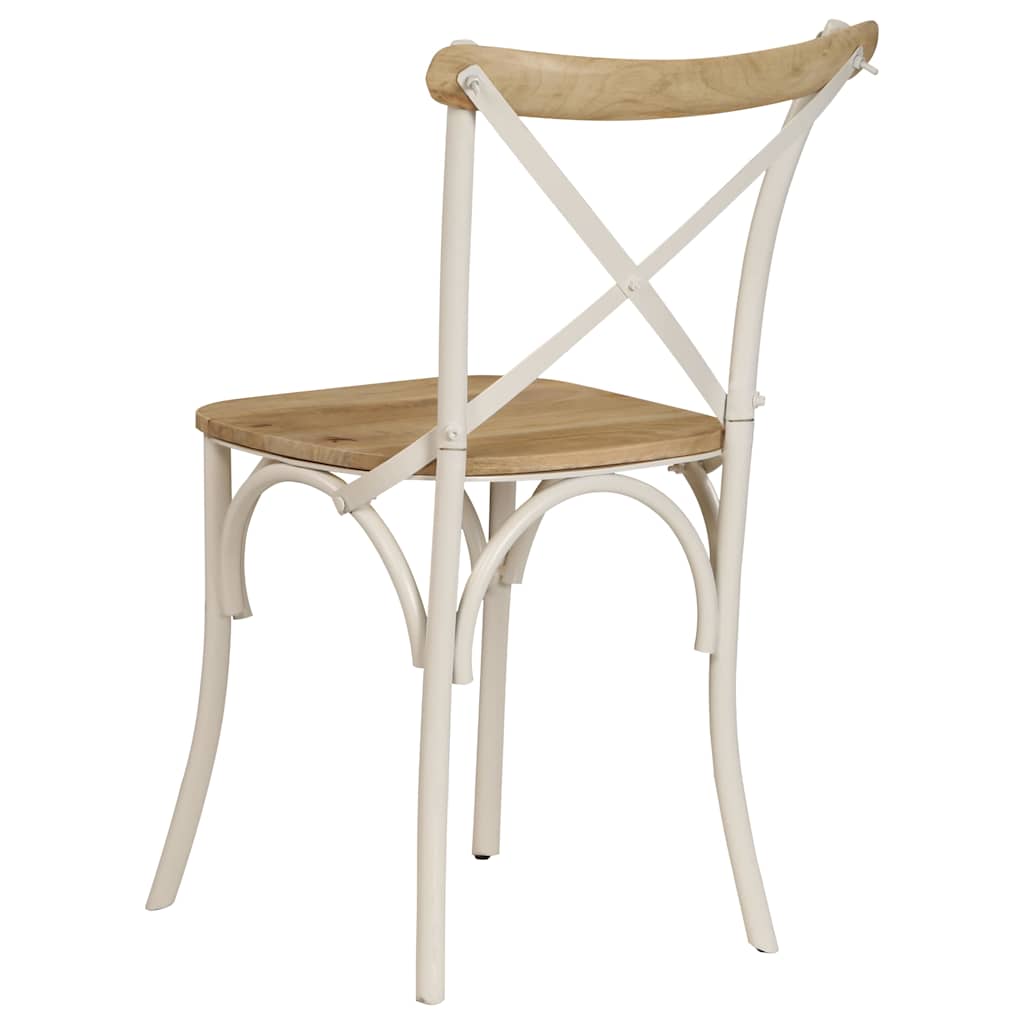 Sillas con respaldo cruzado 2 uds madera maciza de mango blanco
