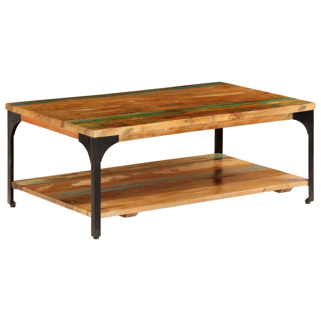 Mesa de centro borde vivo madera maciza acacia gris 90x50x40 cm