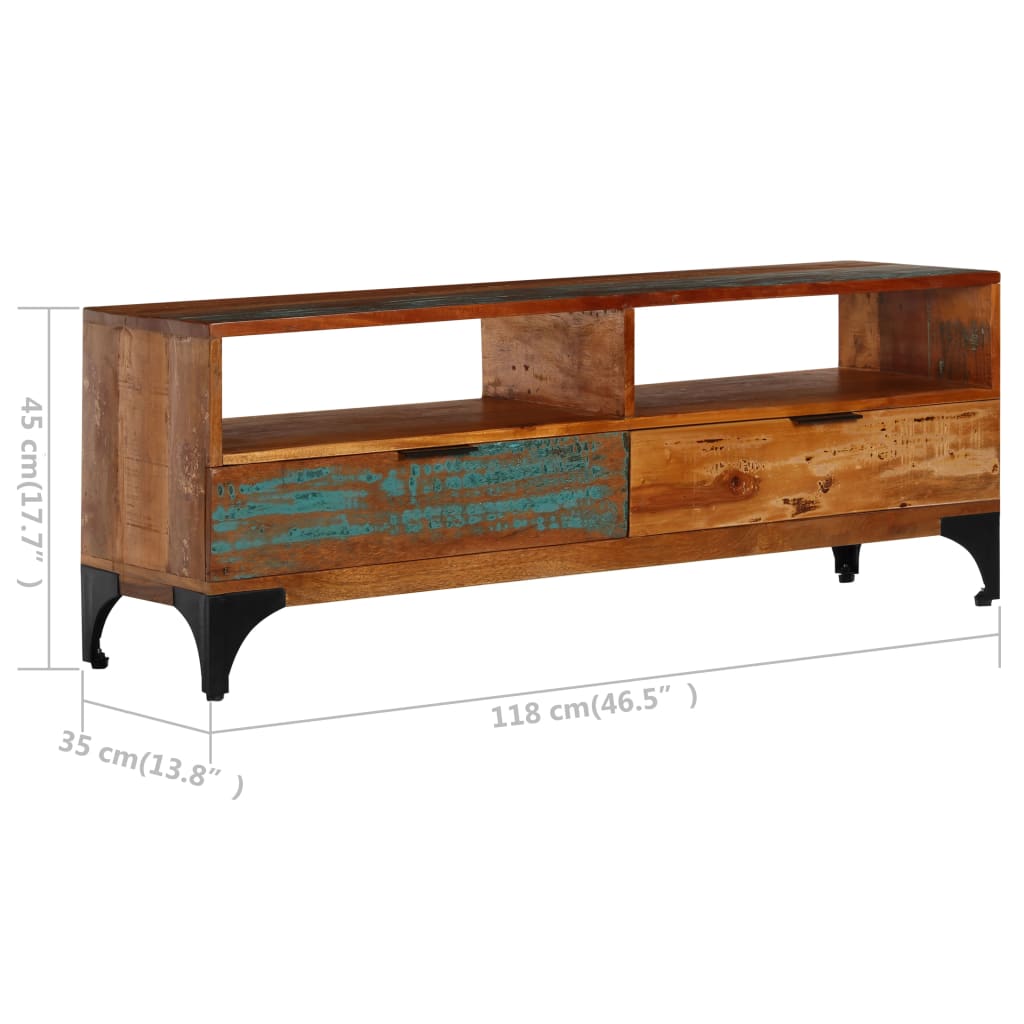 Mueble para TV cm madera maciza reciclada 118x35x45