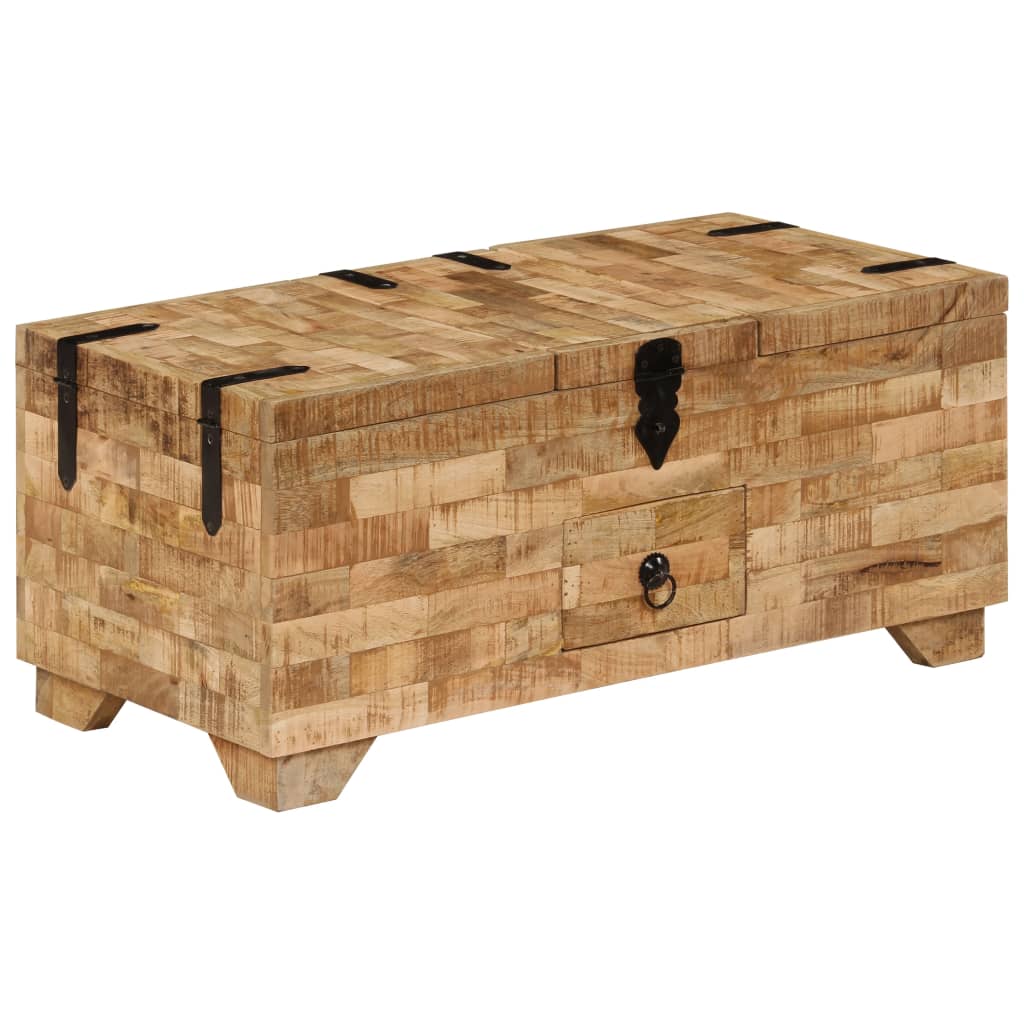 Mesa de centro de madera maciza de mango 80x40x35 cm
