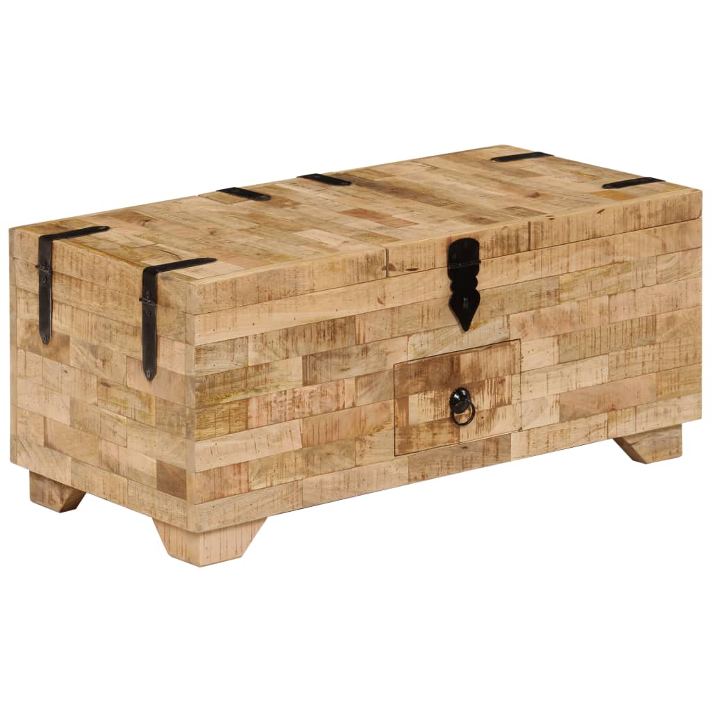 Mesa de centro de madera maciza de mango 80x40x35 cm