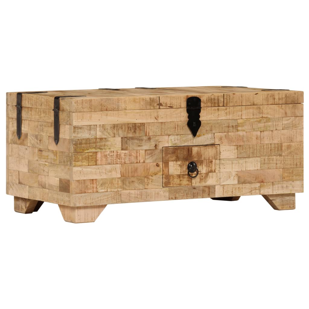 Mesa de centro de madera maciza de mango 80x40x35 cm