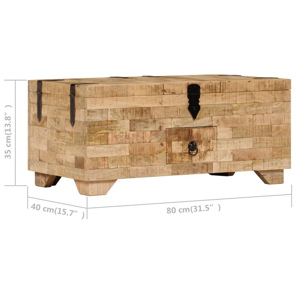 Mesa de centro de madera maciza de mango 80x40x35 cm