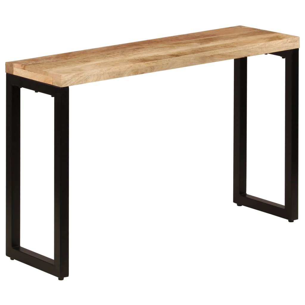 Mesa consola madera maciza de mango y acero 120x35x76 cm