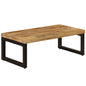 Mesa de centro madera maciza de mango y acero 100x50x35 cm