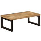 Mesa de centro madera maciza de mango y acero 100x50x35 cm