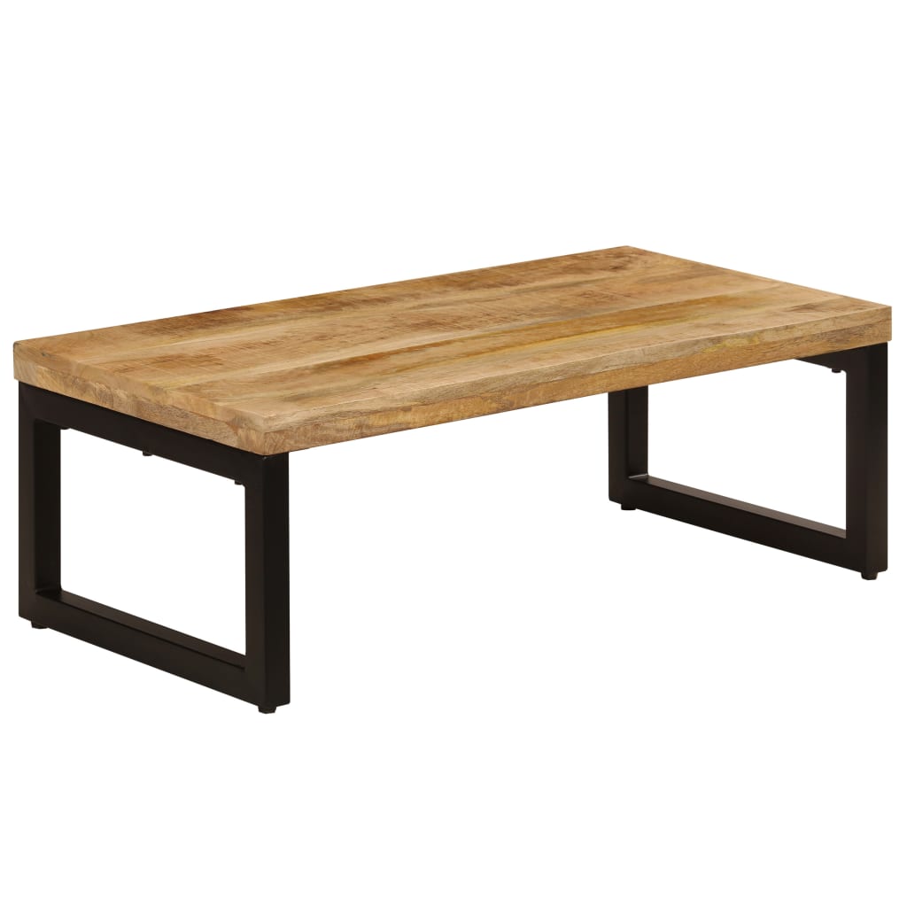 Mesa de centro madera maciza de mango y acero 100x50x35 cm