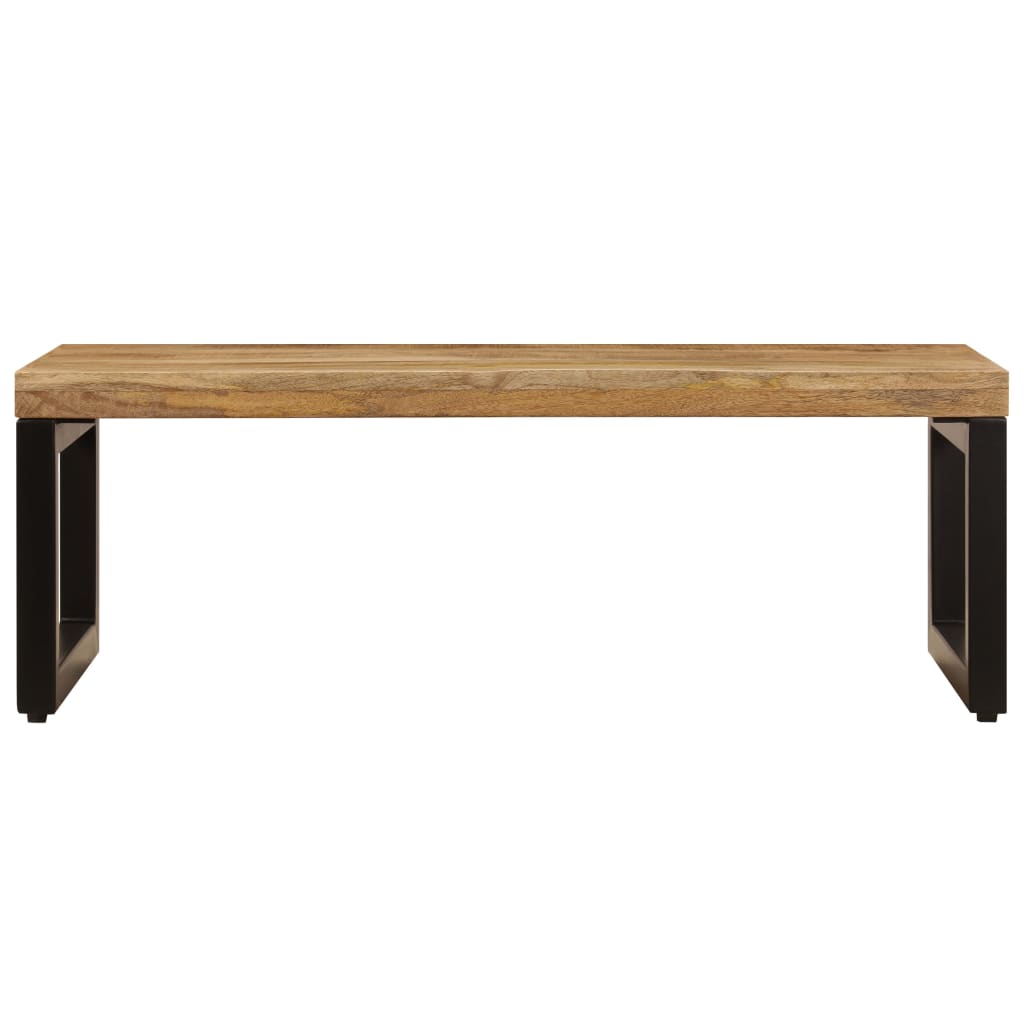 Mesa de centro madera maciza de mango y acero 100x50x35 cm