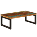 Mesa de centro de madera maciza reciclada y acero 100x50x35 cm