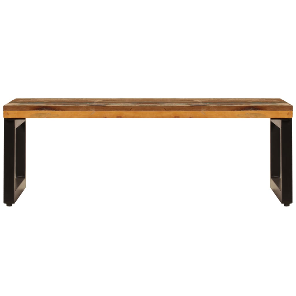 Mesa de centro de madera maciza reciclada y acero 100x50x35 cm