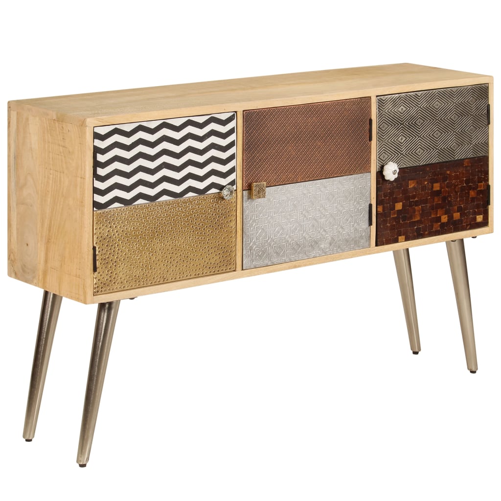Aparador de madera de mango maciza 120x30x75 cm
