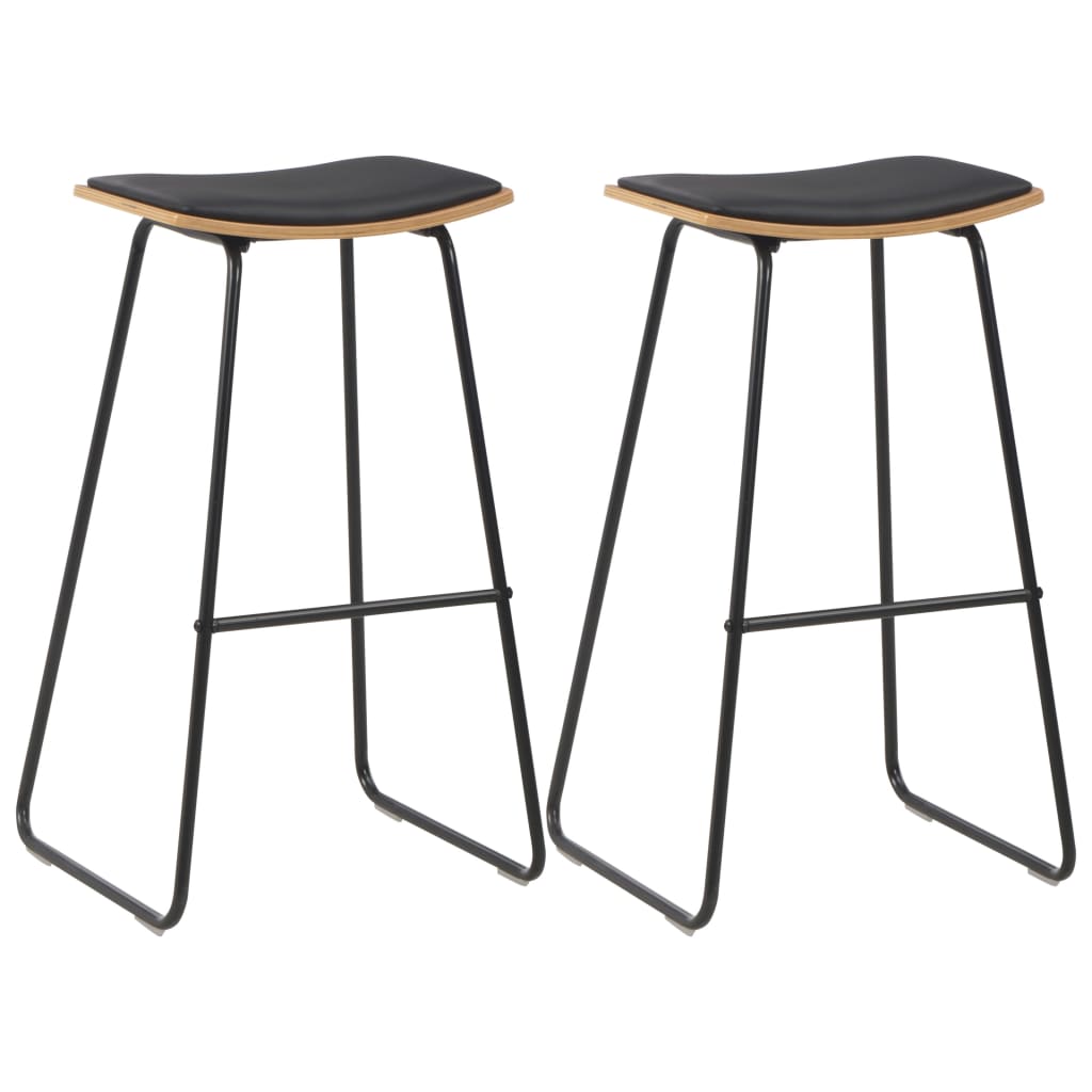 Taburetes de cocina 2 unidades cuero sintético negro