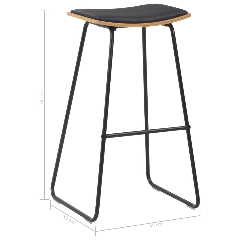 Taburetes de cocina 2 unidades cuero sintético negro