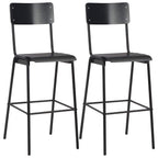 Taburete de barra de cocina 2 unidades cuero sintético negro