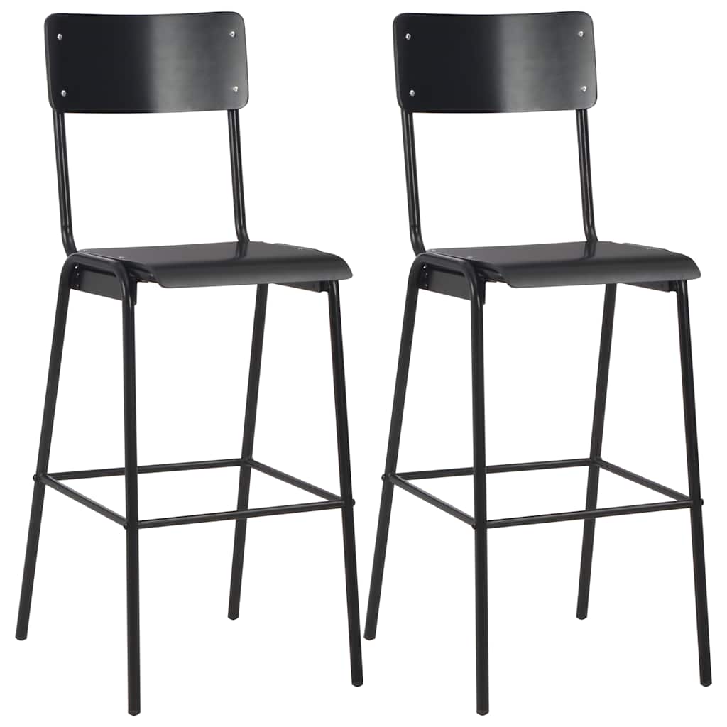 Taburete de barra de cocina 2 unidades cuero sintético negro