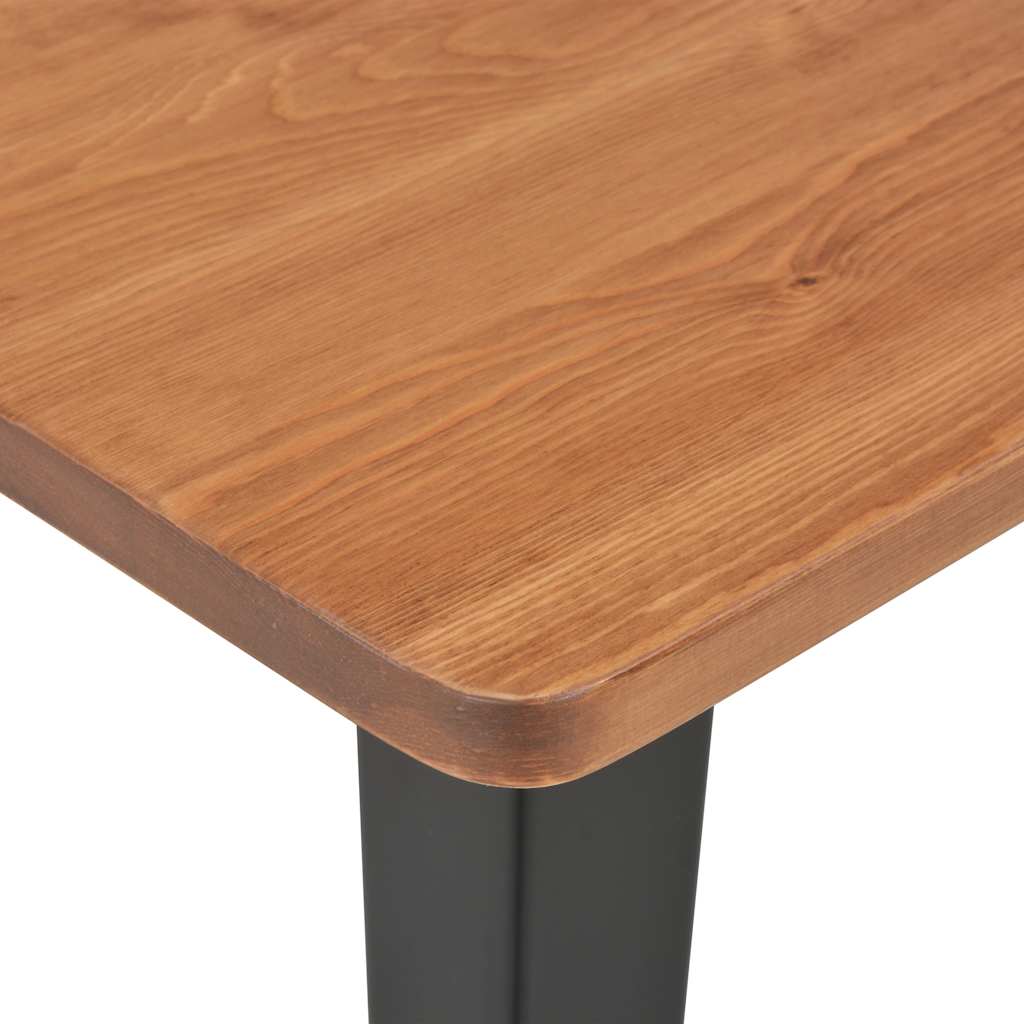 Mesa alta de bar negra madera maciza de pino acero 60x60x108 cm