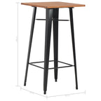 Mesa alta de bar negra madera maciza de pino acero 60x60x108 cm