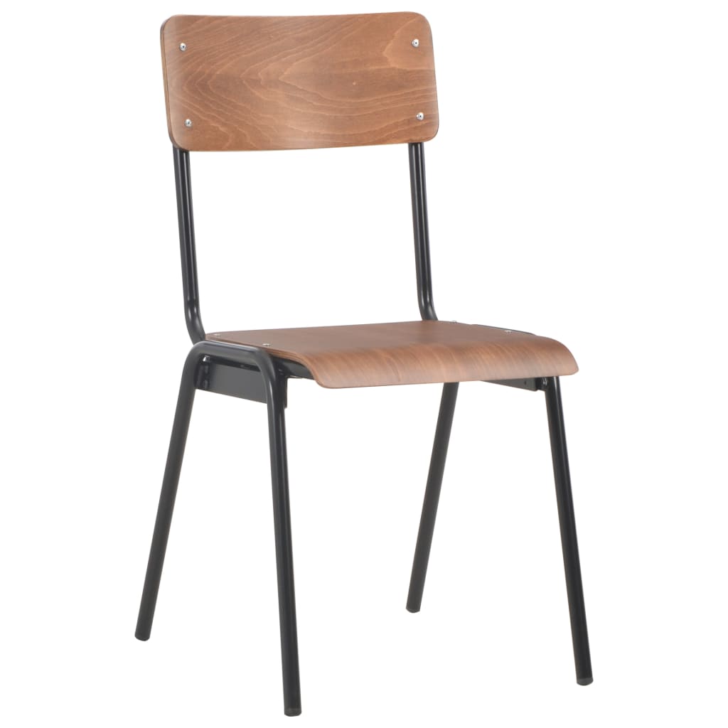 Sillas de comedor 2 uds madera contrachapada y acero marrón