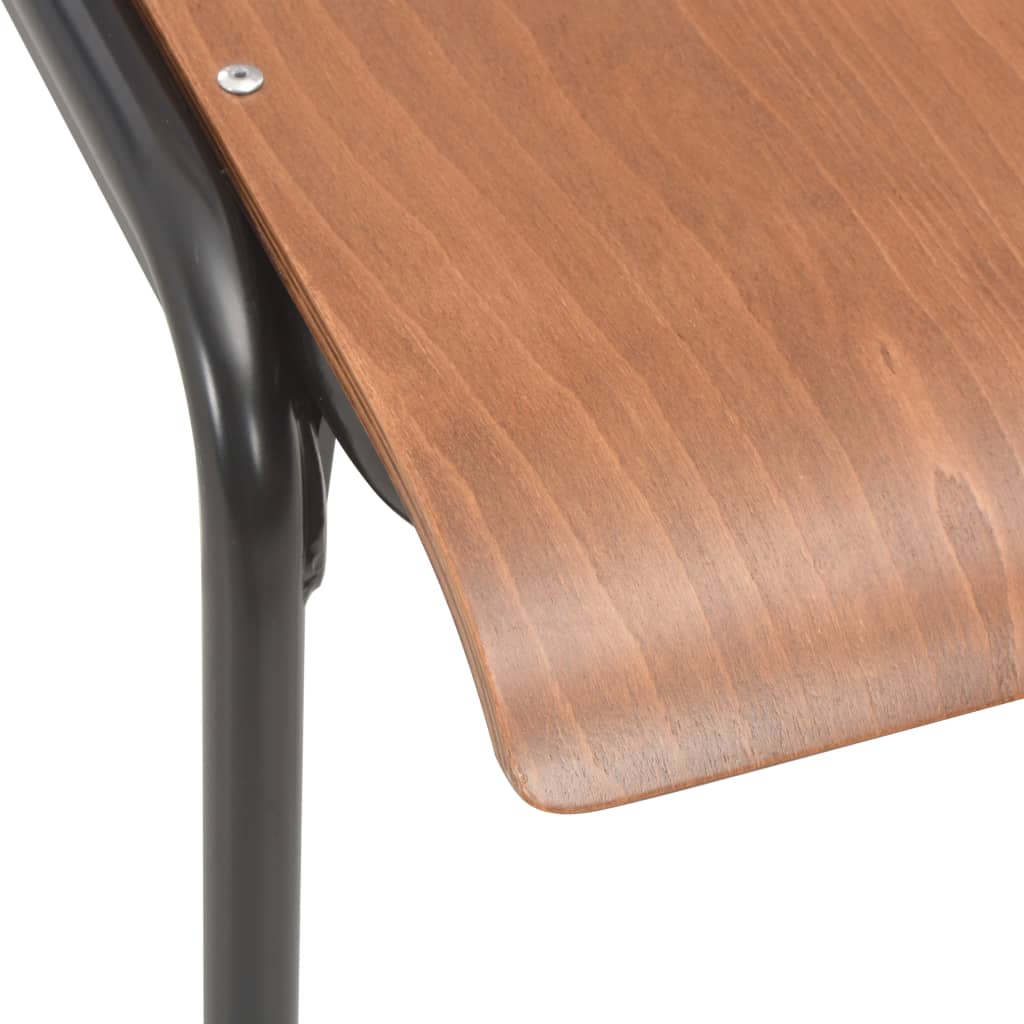 Sillas de comedor 2 uds madera contrachapada y acero marrón