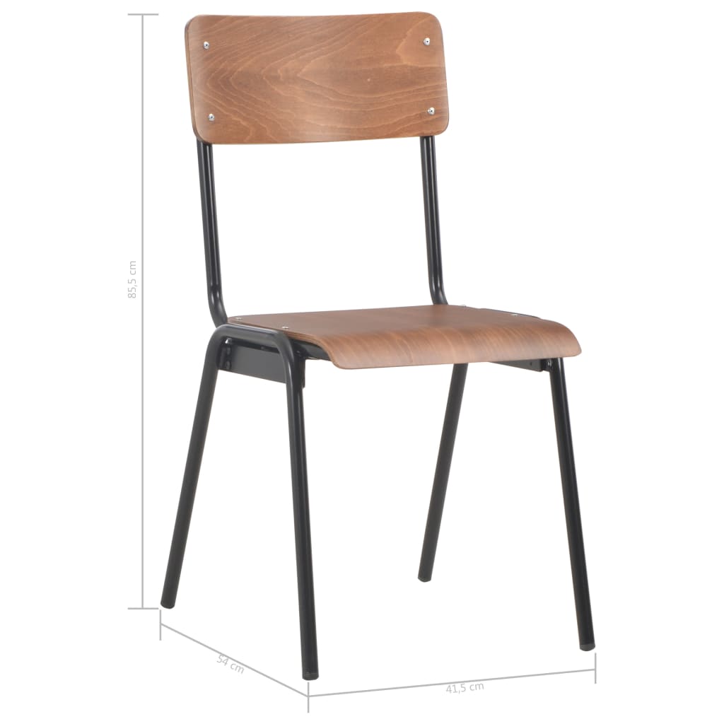 Sillas de comedor 2 uds madera contrachapada y acero marrón