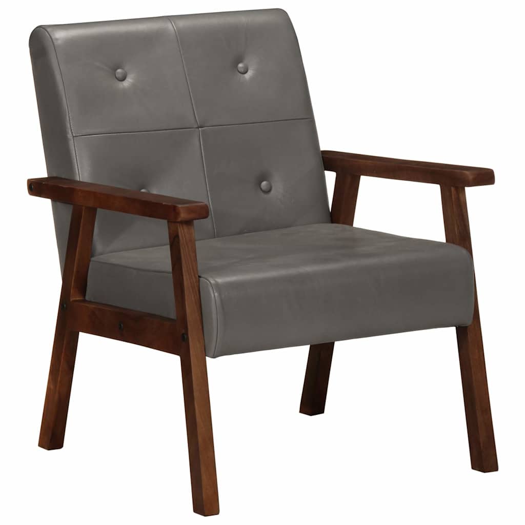 Sillón de cuero auténtico gris