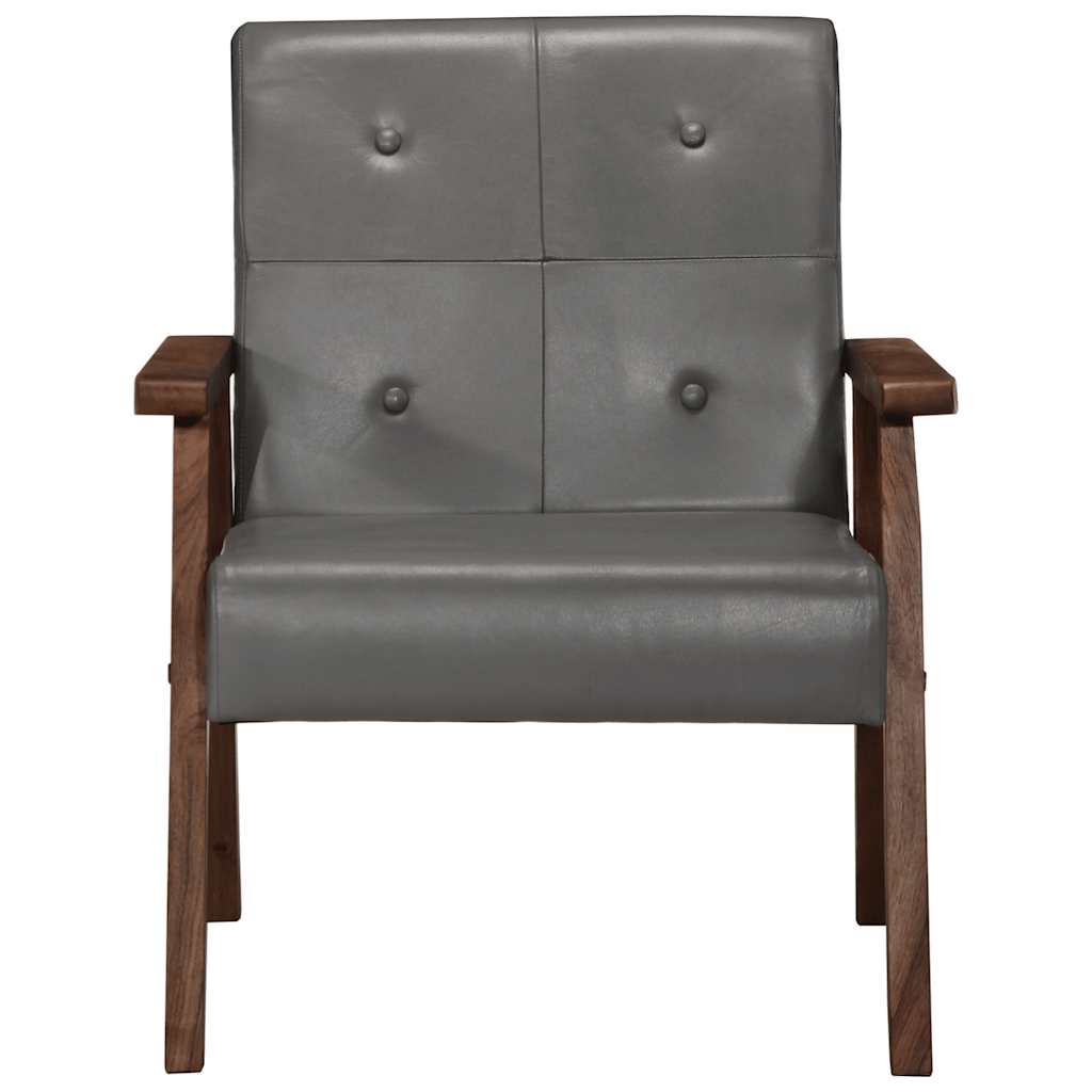 Sillón de cuero auténtico gris