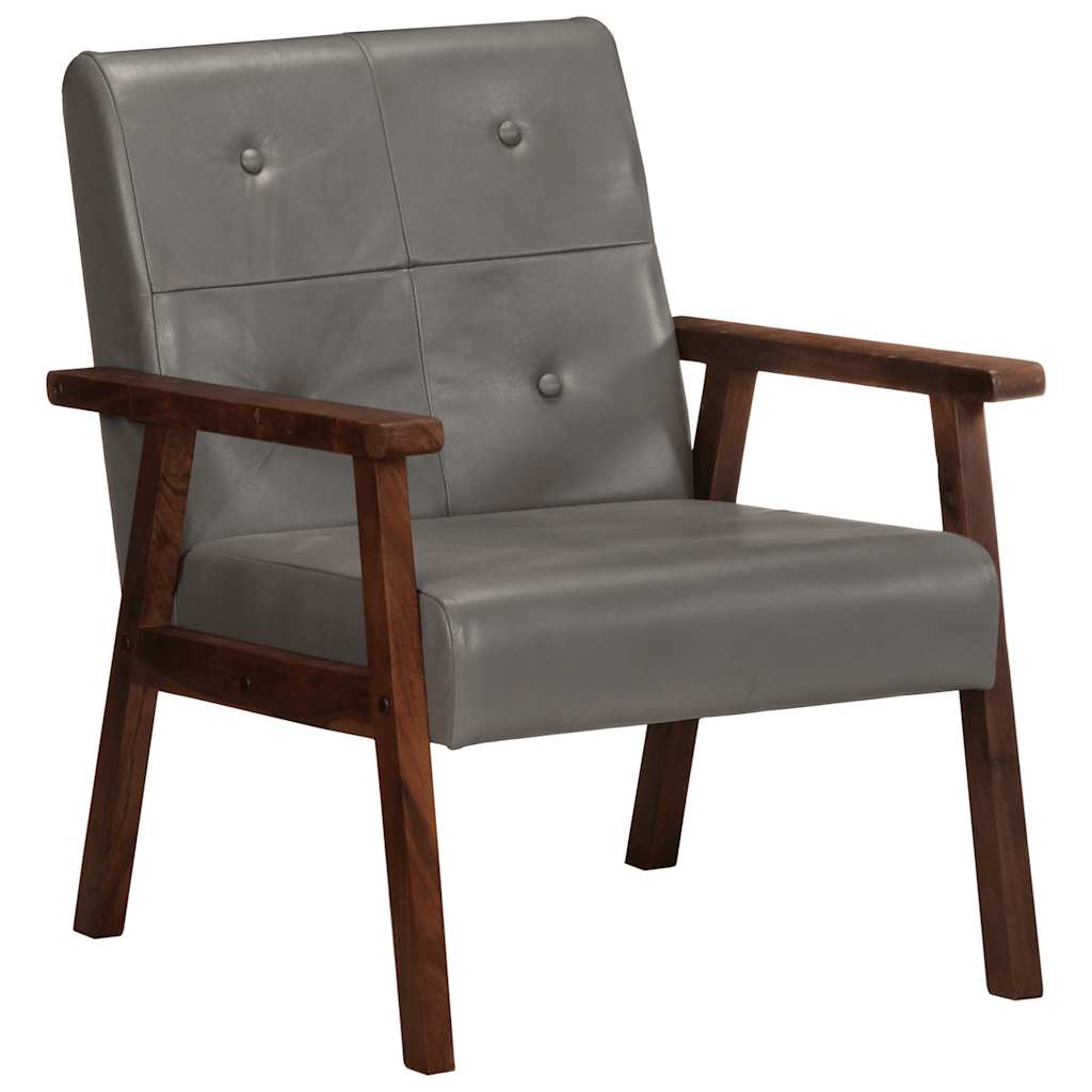 Sillón de cuero auténtico gris