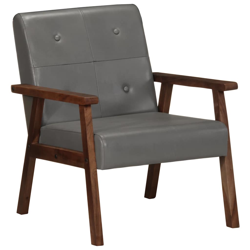 Sillón de cuero auténtico gris