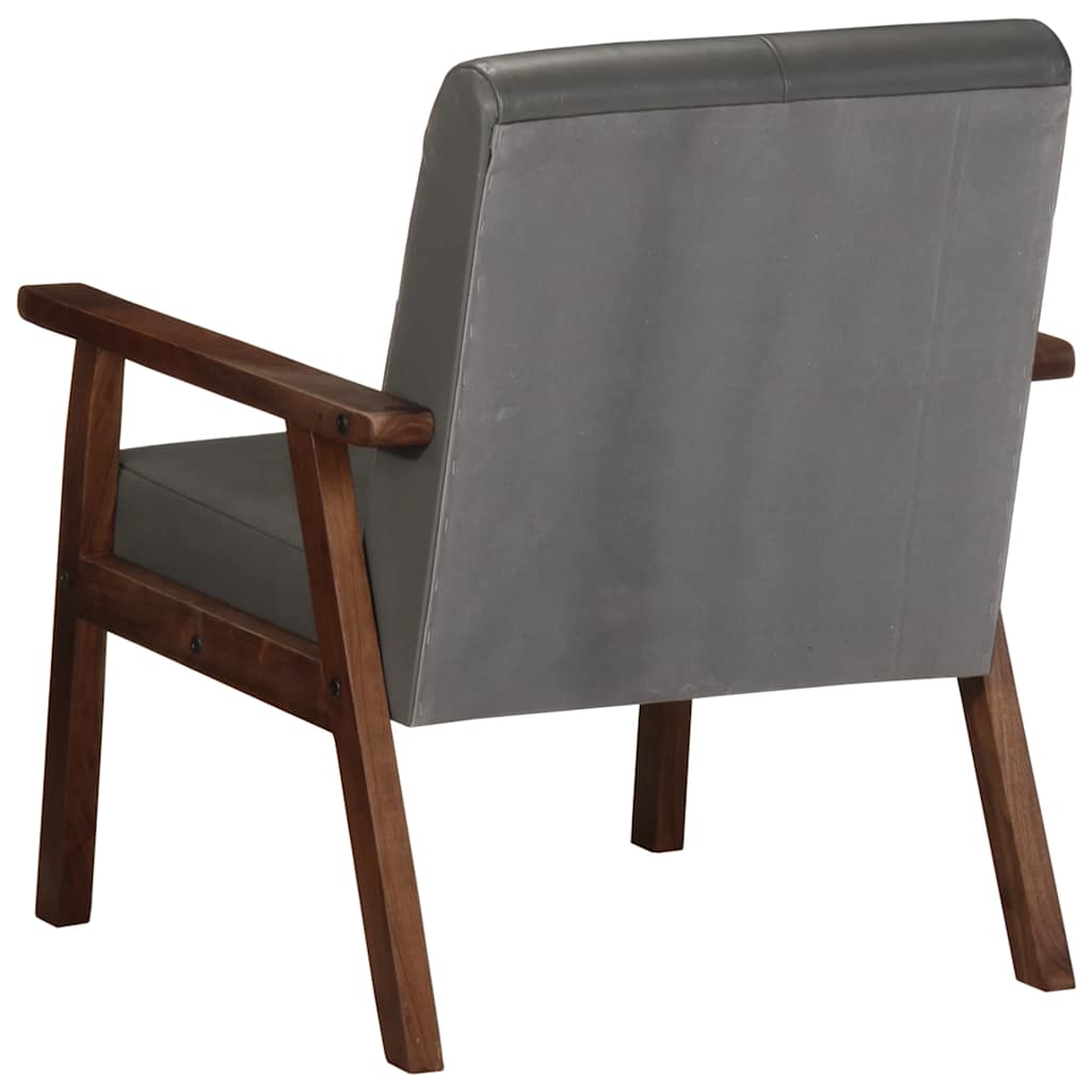 Sillón de cuero auténtico gris