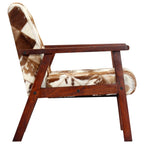 Sillón de cuero auténtico de cabra blanco y marrón