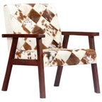 Sillón de cuero auténtico de cabra blanco y marrón