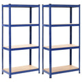 Estanterías de almacenaje 2 uds acero y MDF azul 80x40x160 cm