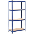 Estanterías de almacenaje 2 uds acero y MDF azul 80x40x160 cm