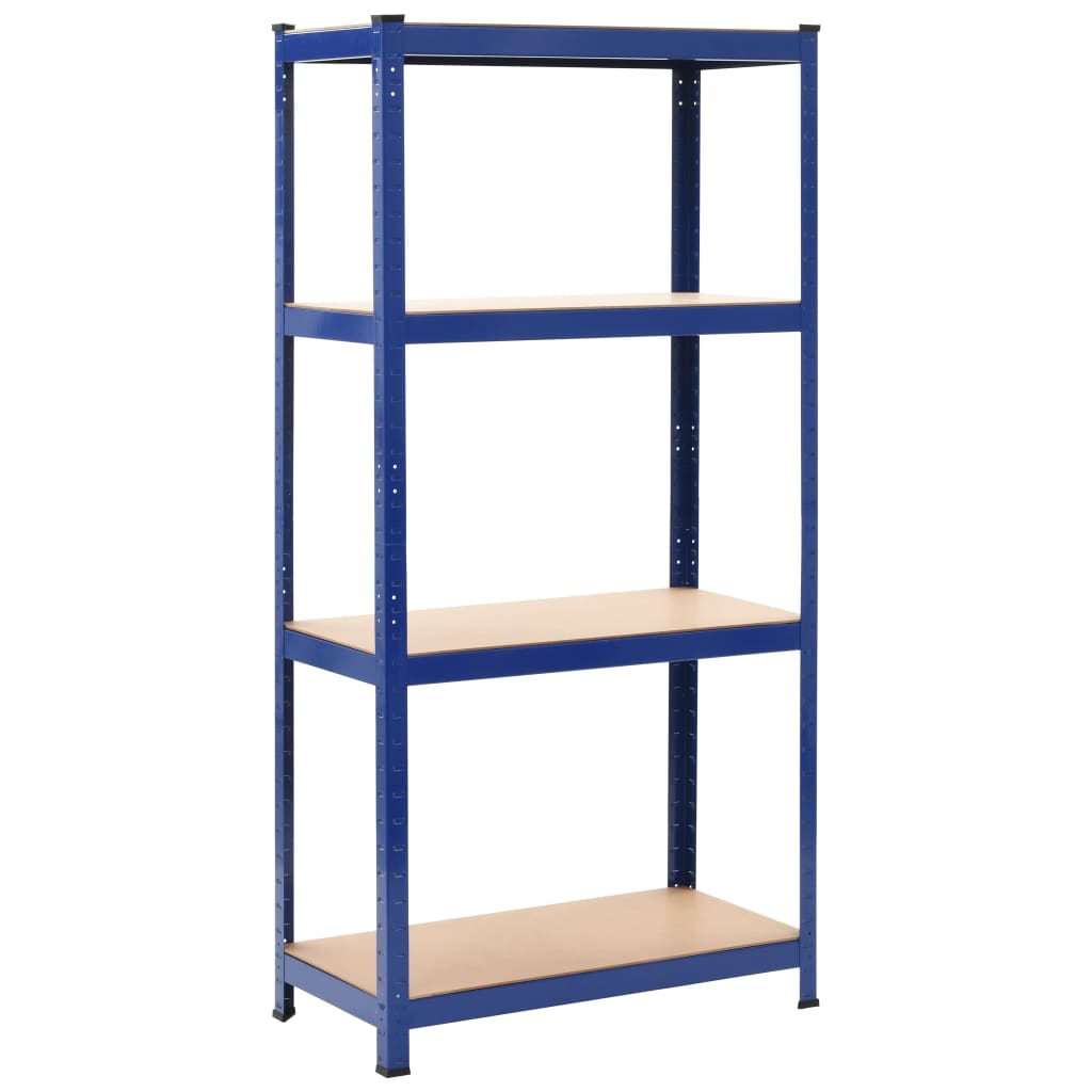 Estanterías de almacenaje 2 uds acero y MDF azul 80x40x160 cm