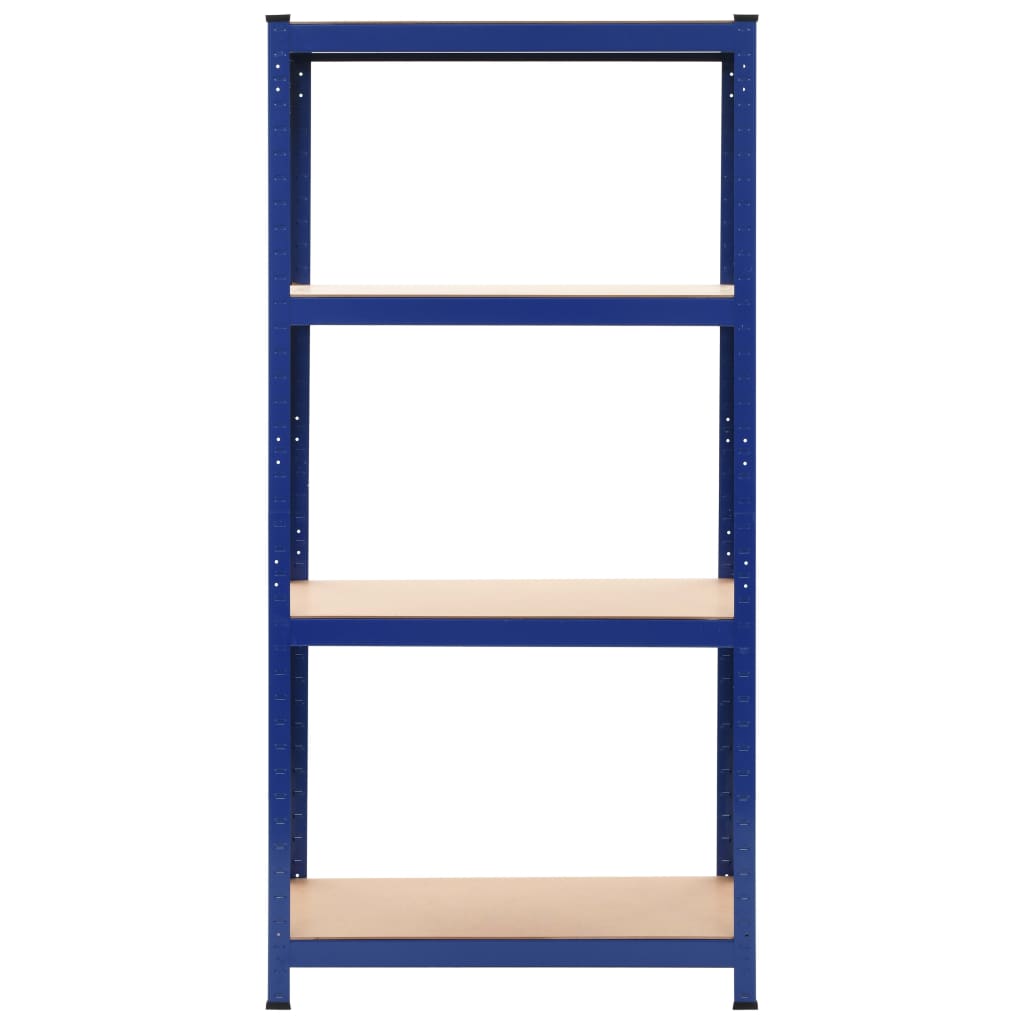 Estanterías de almacenaje 2 uds acero y MDF azul 80x40x160 cm