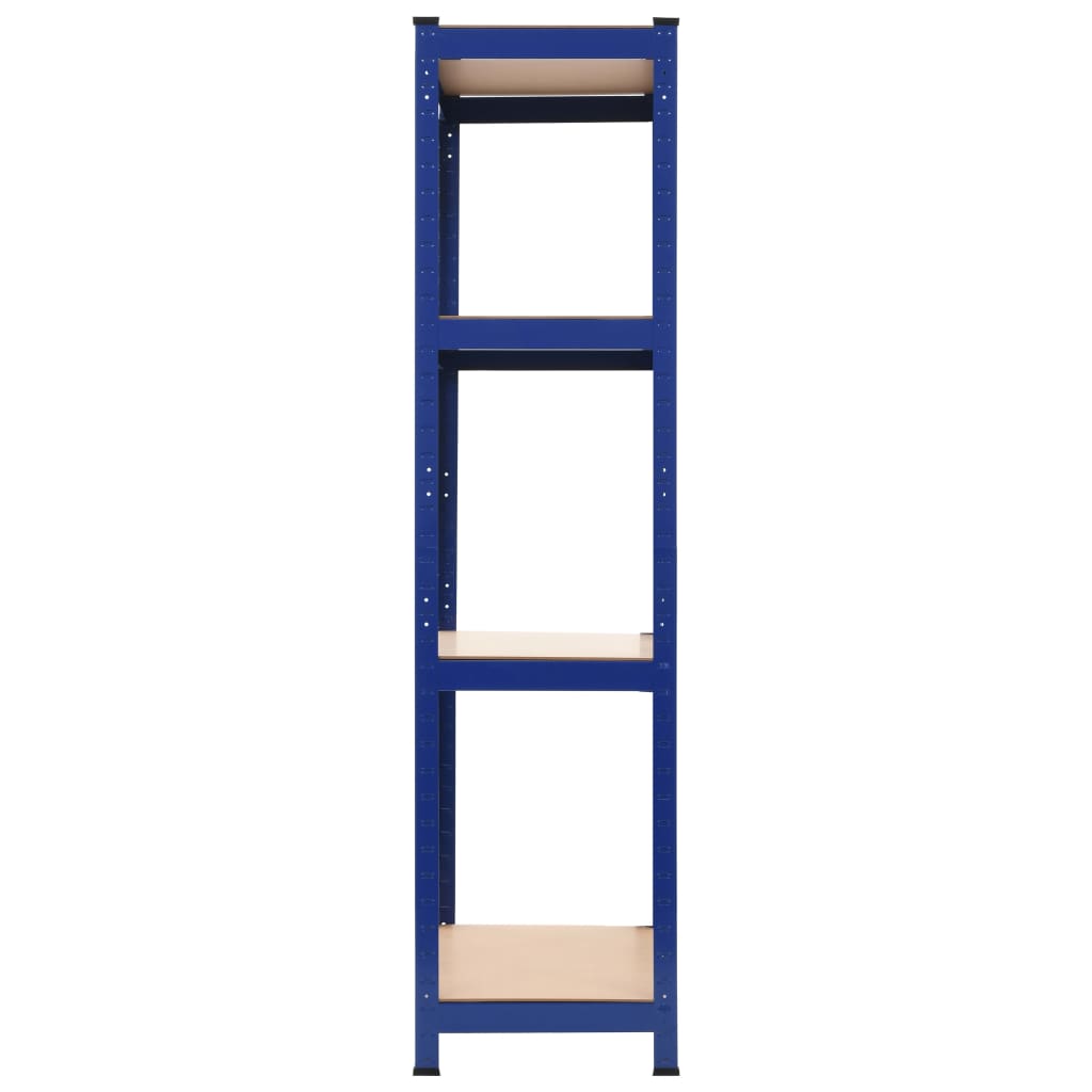 Estanterías de almacenaje 2 uds acero y MDF azul 80x40x160 cm