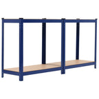 Estanterías de almacenaje 2 uds acero y MDF azul 80x40x160 cm