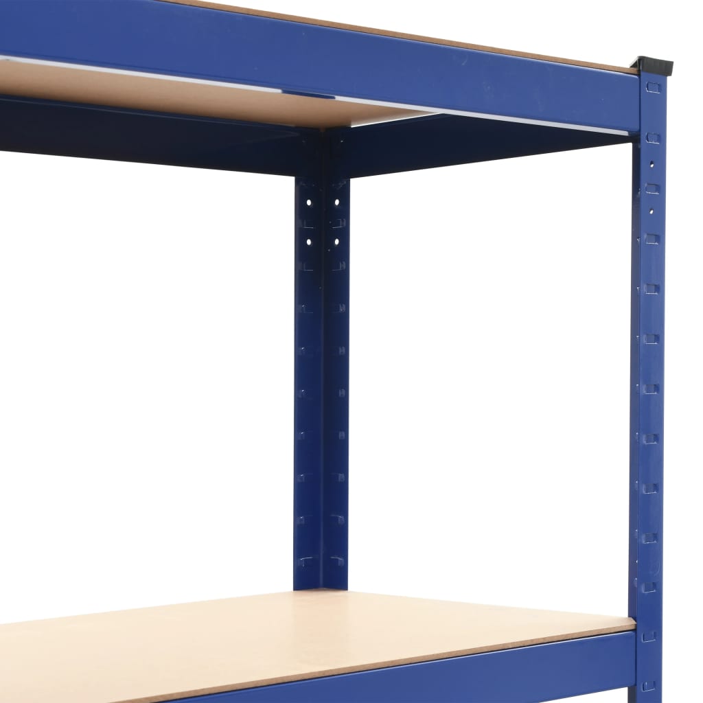 Estanterías de almacenaje 2 uds acero y MDF azul 80x40x160 cm