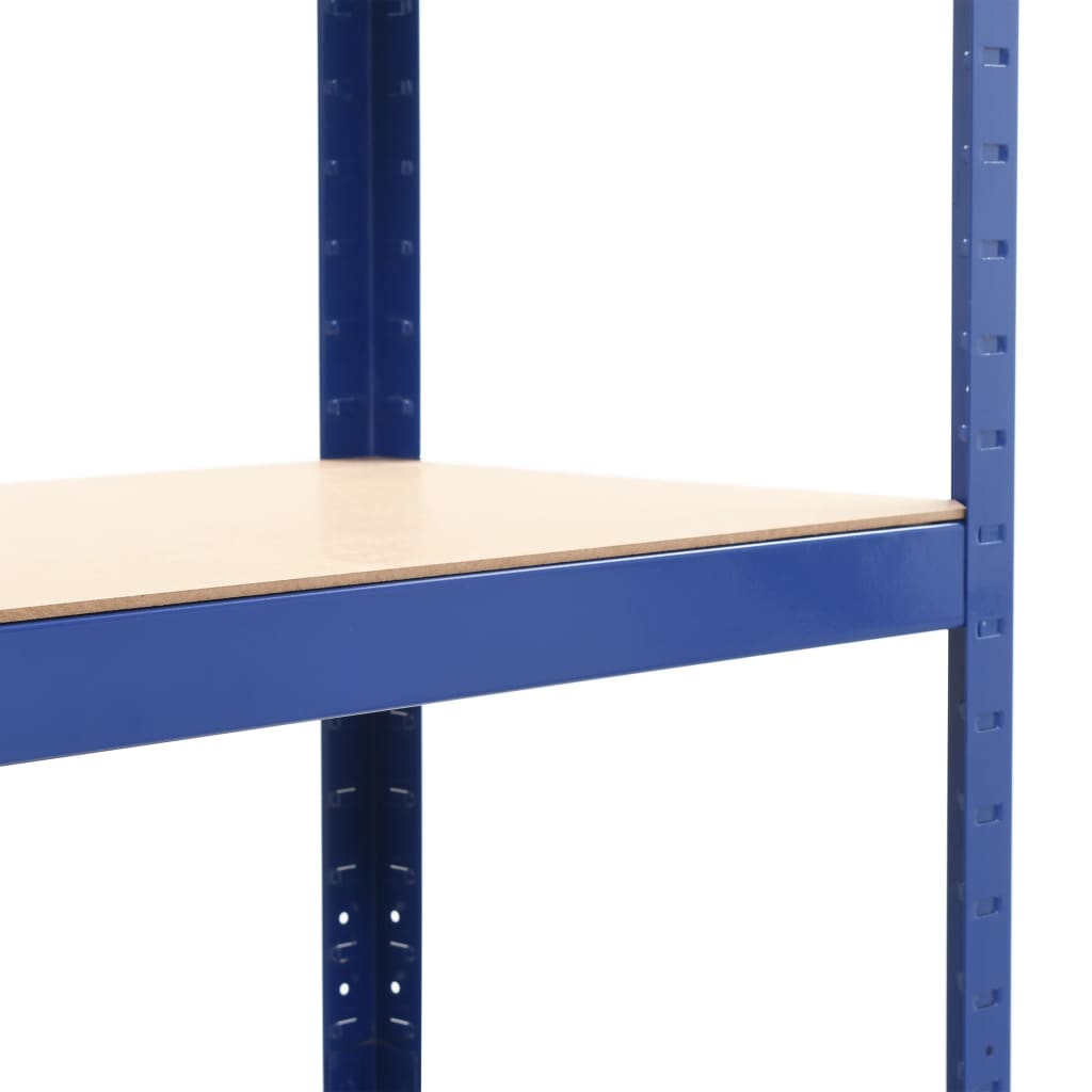 Estanterías de almacenaje 2 uds acero y MDF azul 80x40x160 cm