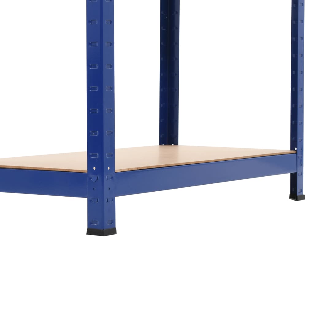 Estanterías de almacenaje 2 uds acero y MDF azul 80x40x160 cm