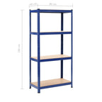 Estanterías de almacenaje 2 uds acero y MDF azul 80x40x160 cm