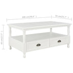 Mesa de centro de madera blanca 100x55x45 cm
