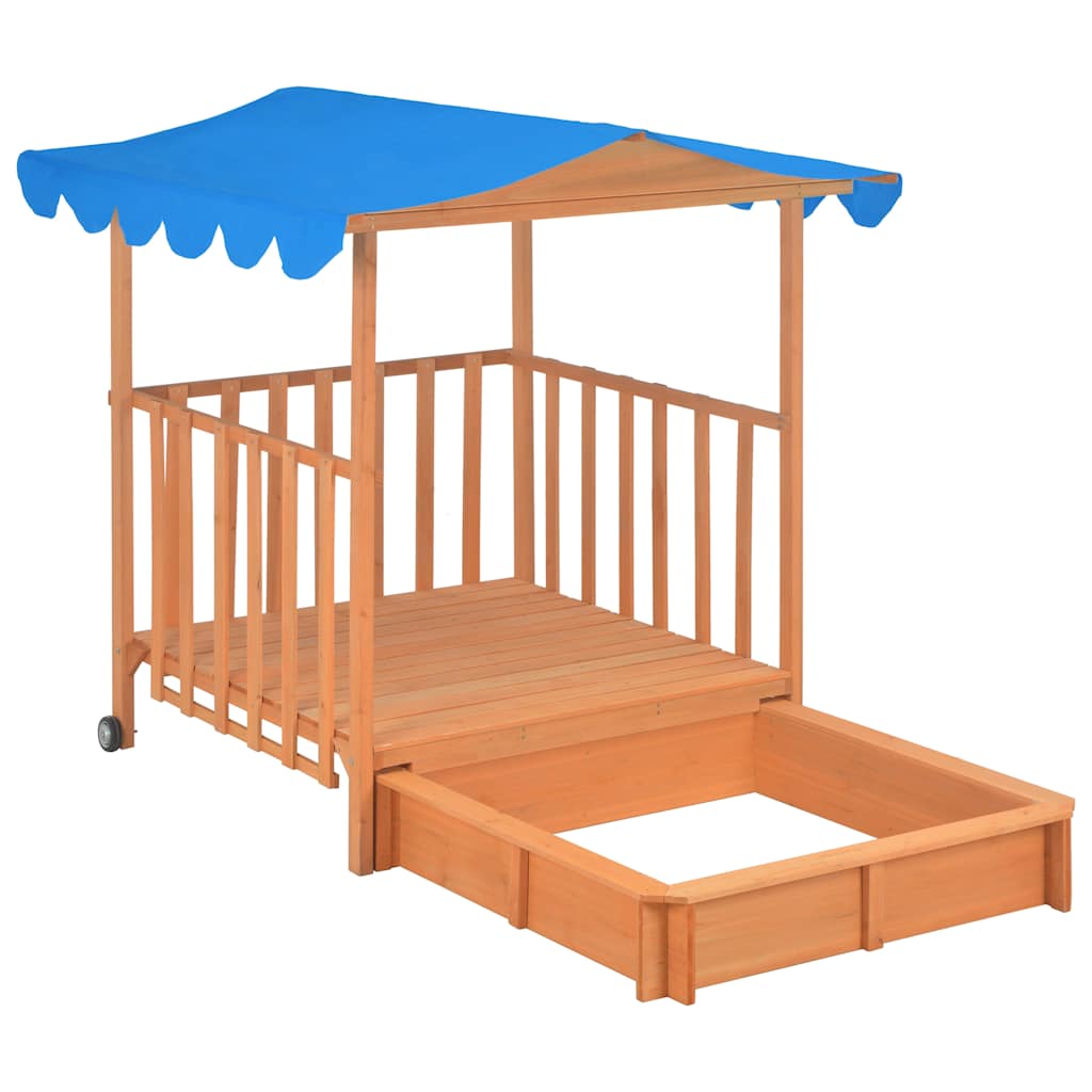 Casa de juegos para niños con arenero madera abeto azul UV50