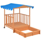 Casa de juegos para niños con arenero madera abeto azul UV50