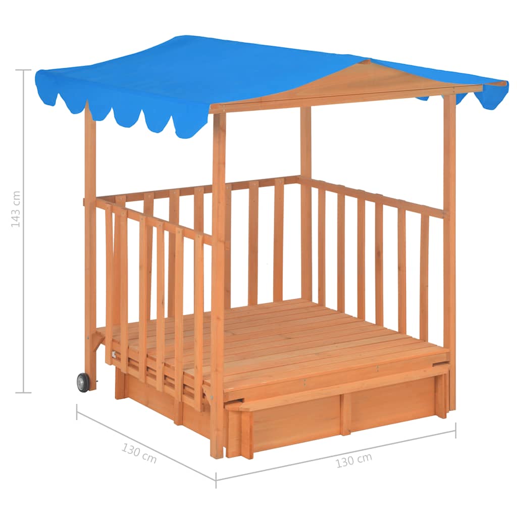 Casa de juegos para niños con arenero madera abeto azul UV50