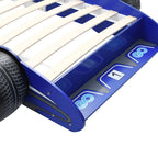 Cama con forma de coche de carreras para niños 90x200 cm azul