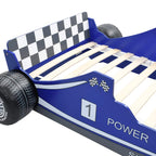 Cama con forma de coche de carreras para niños 90x200 cm azul